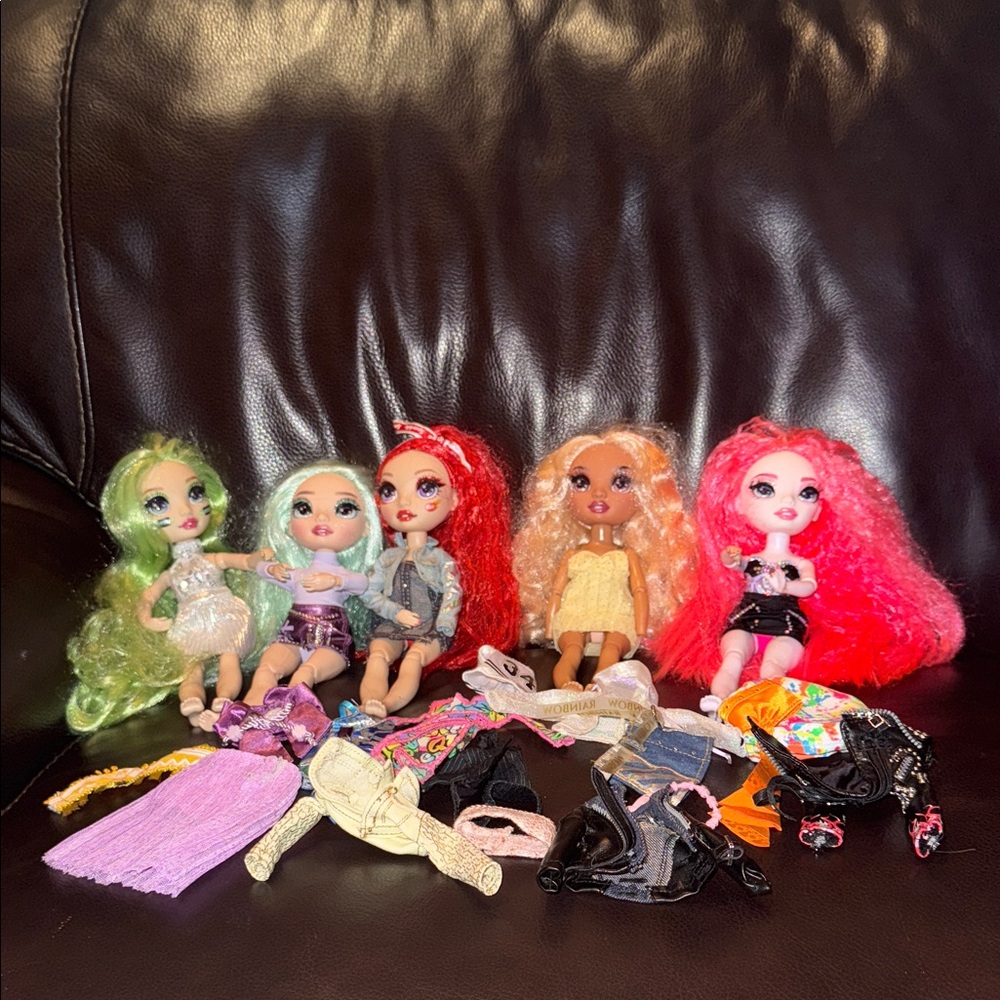 Rainbow high dolls clothing lot leather jackets denim